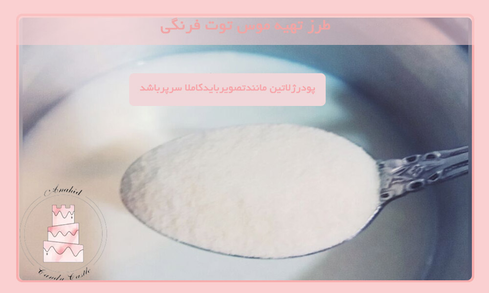پودر ژلاتین در موس توت فرنگی